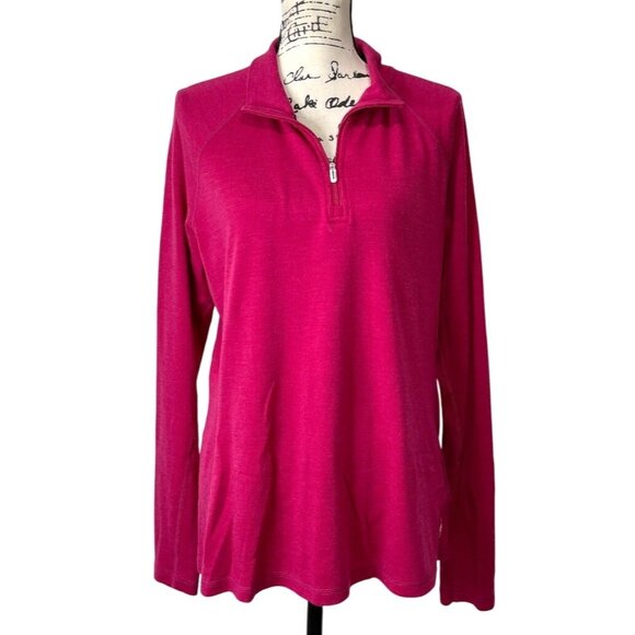 Smartwool Pink Quarter-Zip Long Sleeve Top Merino 250 Wool Womens Size 2X - Picture 1 of 8
